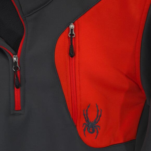 Spyder Jacket Mens S Gray Bandit Half Zip Logo Long Sleeve Fleece Pullover - Picture 3 of 13